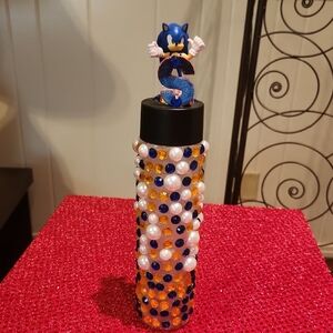 Decorative Blue and Gold Sonic Figurine Bottle